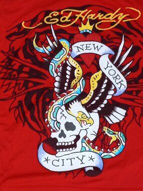 Ed Hardy Red Tee T-Shirt New York City XL